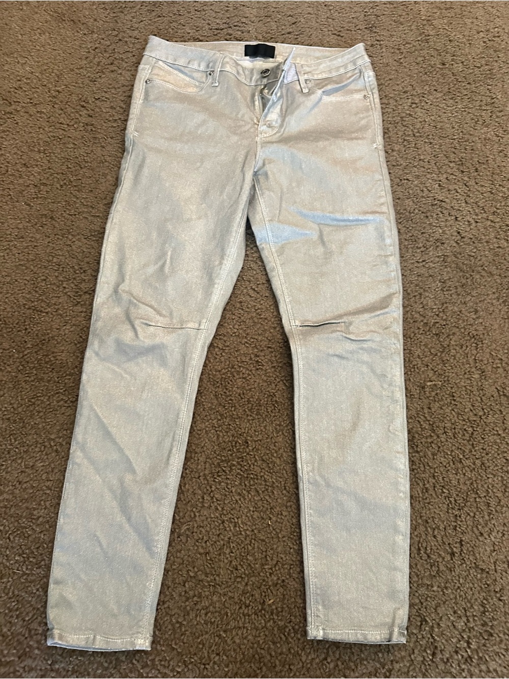 RtA Women's Skinny Jeans in Metallic Silver